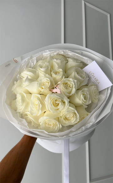 White rose bouquet for sympathy by O'Hara Florist, Los Angeles