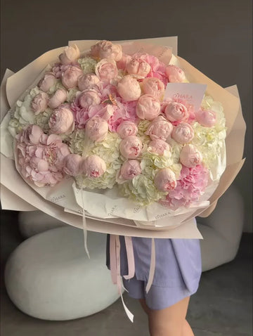Pink peony bouquet by O'Hara Florist, West Los Angeles