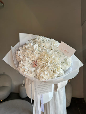 Snow Hydrangea Luxe bouquet, view 2 – O'Hara Florist West LA