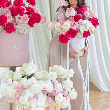 Pink and white anniversary flower arrangements by O'Hara Florist