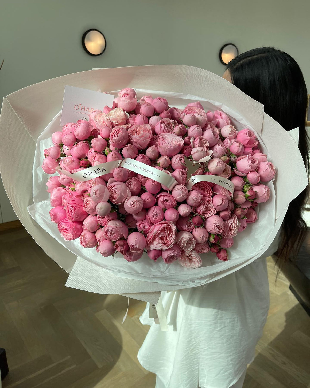 Pink spray rose bouquet by O'Hara Florist, Los Angeles