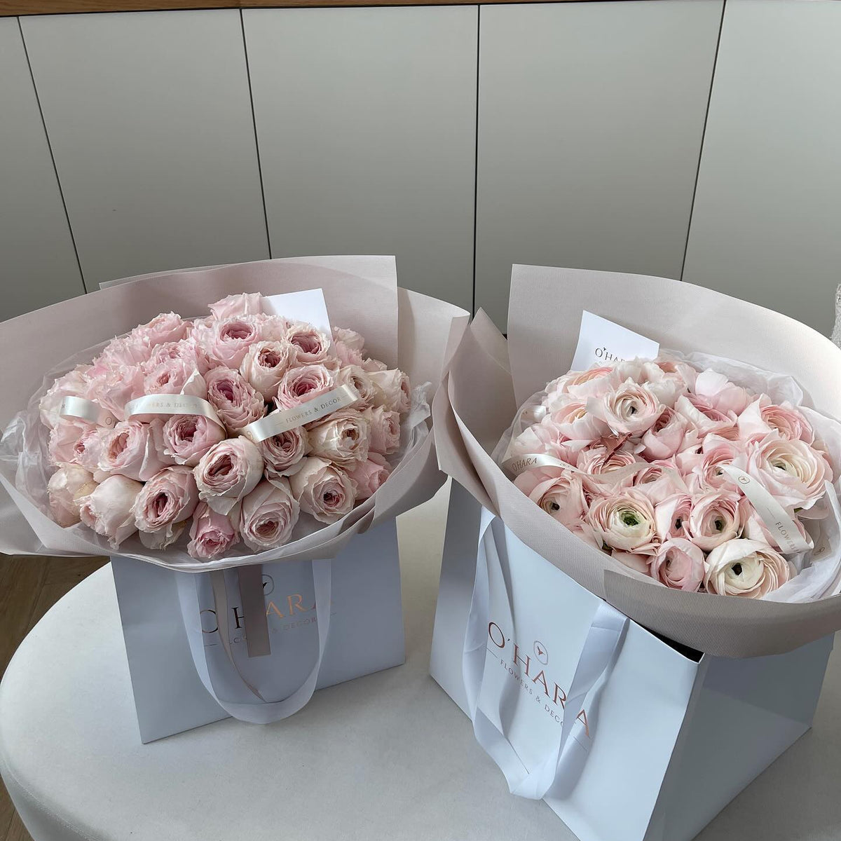 Bouquets at the O'Hara Florist studio, West Los Angeles