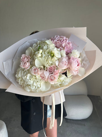 White pink paradise bouquet by O'Hara Florist, same-day flower delivery in Los Angeles
