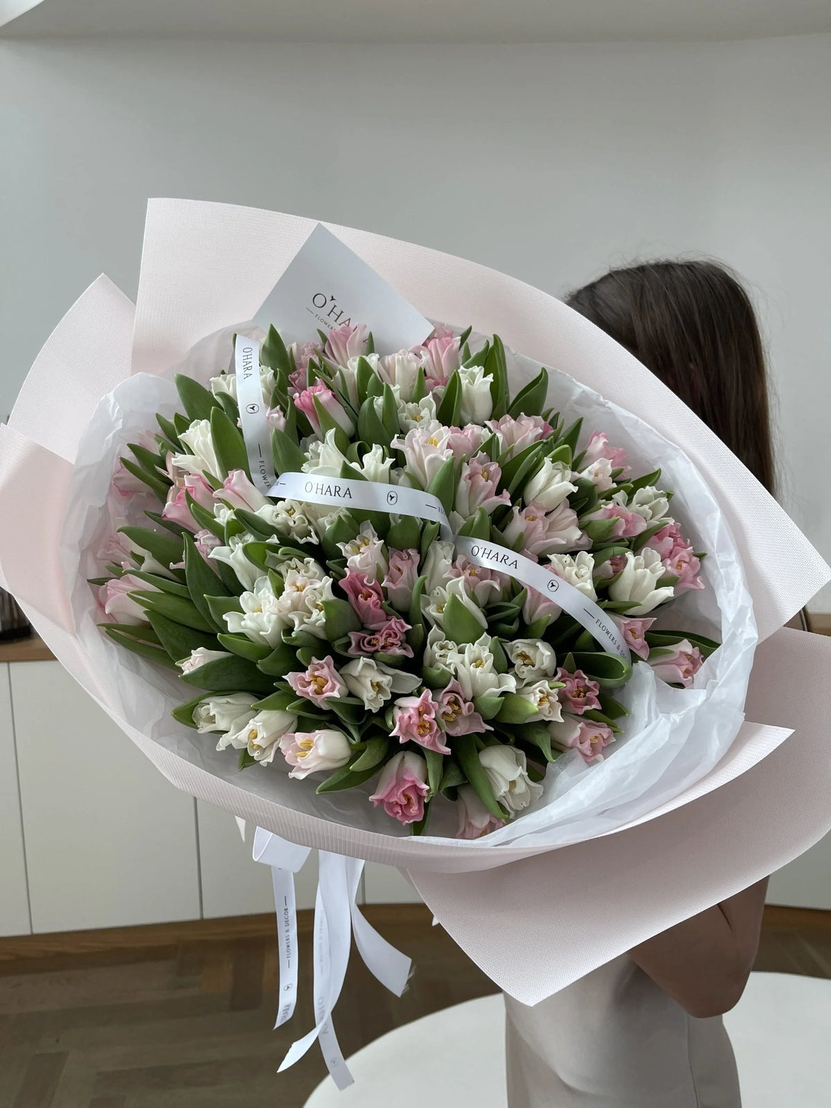 Pink and White Tulips Bouquet, view 3 – O'Hara Florist West LA