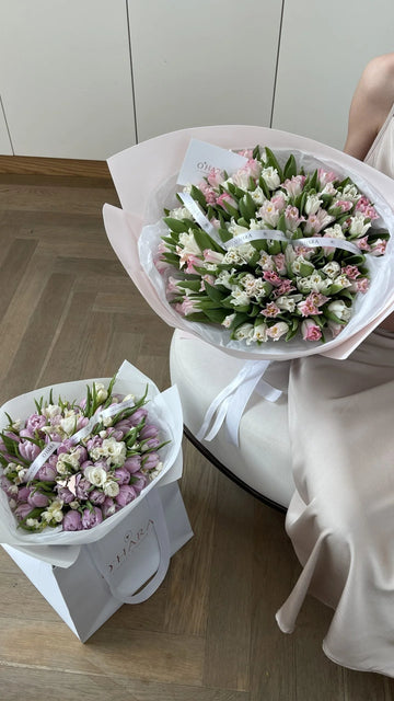 Pink and White Tulips Bouquet, view 4 – O'Hara Florist West LA